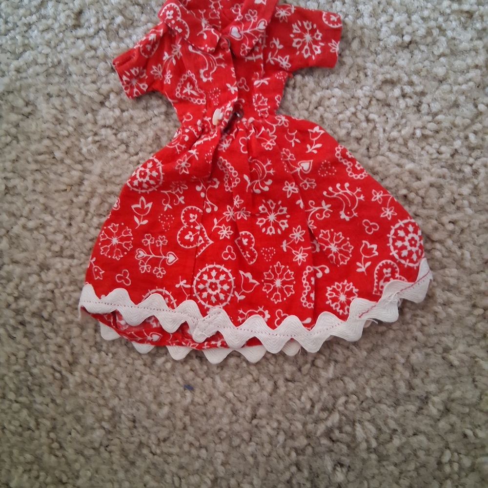 Barbie doll red bandana print dress handmade